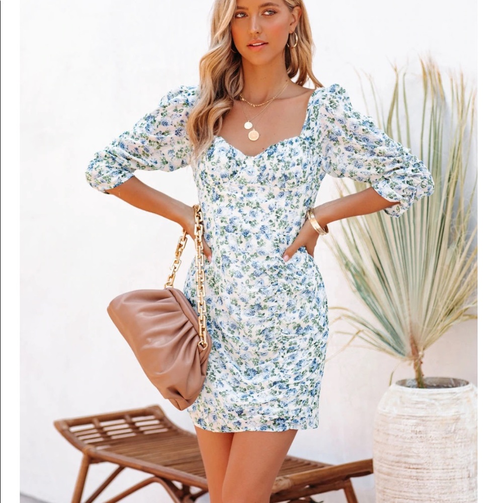 💙 NWT Vici Dolls Pasqual Ruched Floral Mini Dress (M)